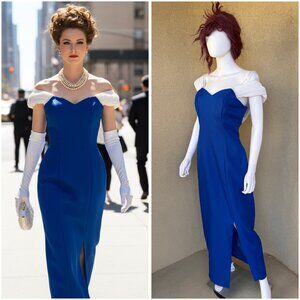 Vintage 80s Alfred Angelo Sapphire Evening Gown 11/12